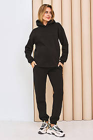 Зимовий спортивний костюм для вагітних і годувальниць з трикотажу Dublin S (44) Юла Мама Чорний