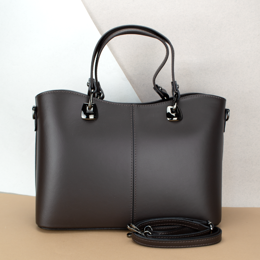 Сумка жіноча шкіряна з 2 ручками Virginia Conti 01651 офісна шоколадна, фото 1