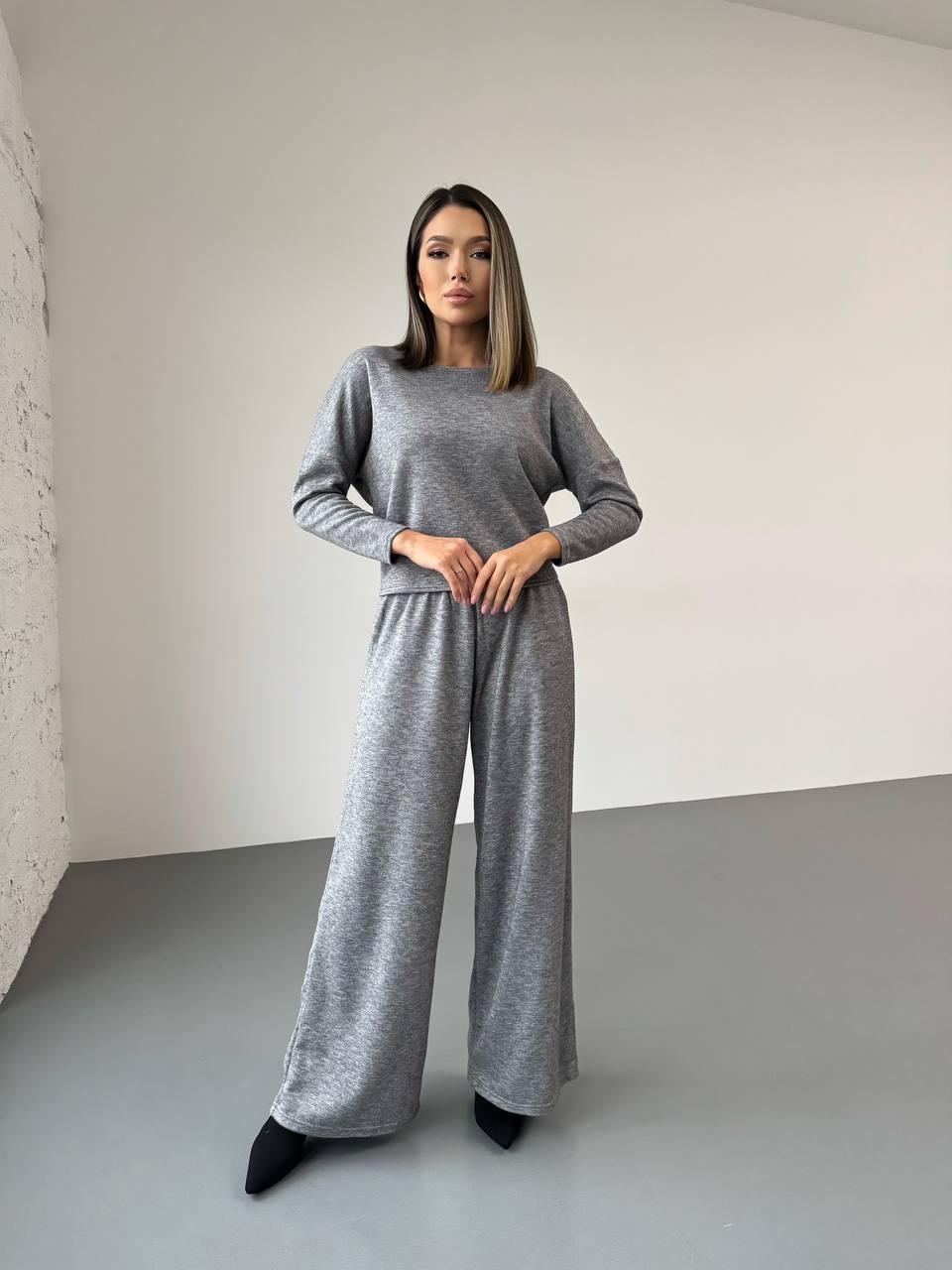 Теплий костюм з ангори вільний светр і розкльошені штани палаццо (р. 42-52) 2103763, фото 1