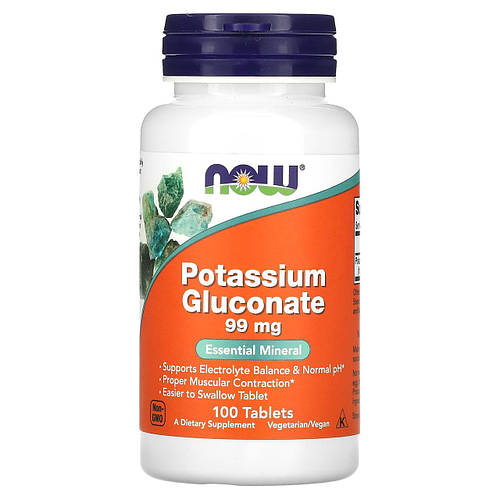 Калий глюконат Now Foods, Potassium Gluconate, 99 мг, 100 таблеток (ID ...