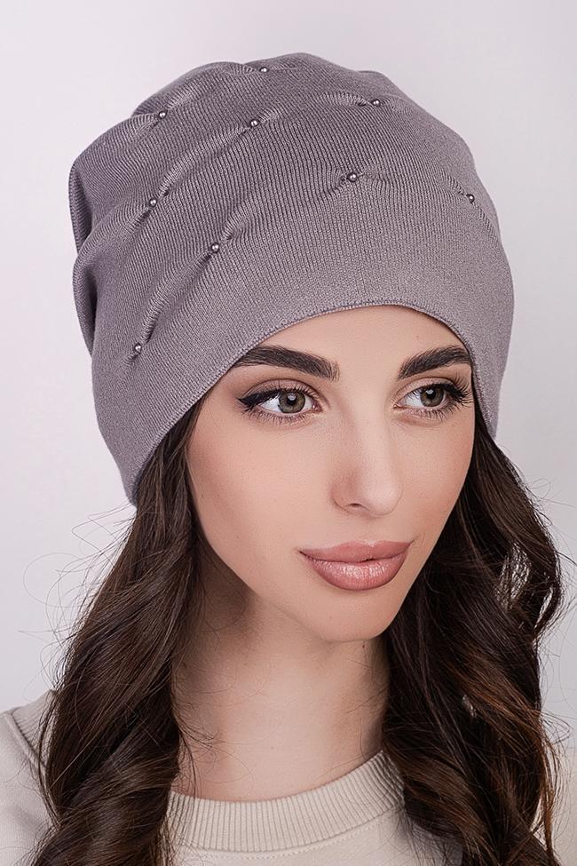 Жіноча шапка Flirt Аделіна 54-57 на флісі Сірий, фото 1
