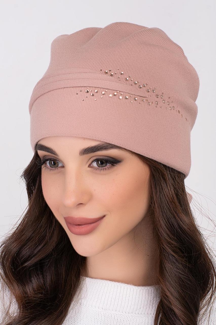 Жіноча шапка Flirt Андреа 54-57 бежева пудра, фото 1