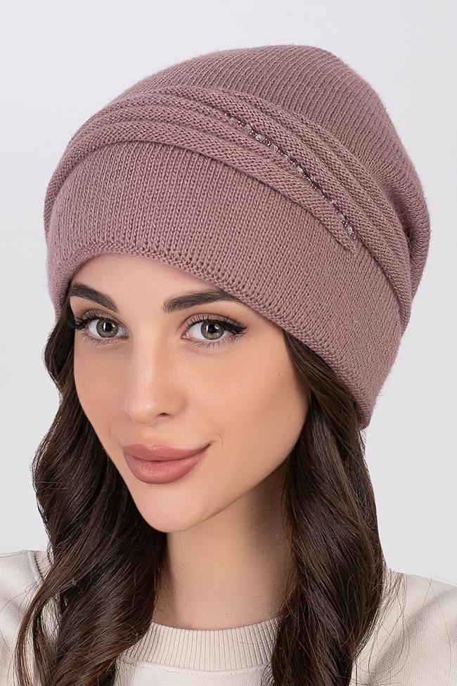 Жіноча шапка Flirt Афелія 56-58 темна пудра, фото 1