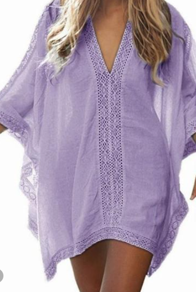 Жіноча прозора накидка, парео сорочка фіолетова