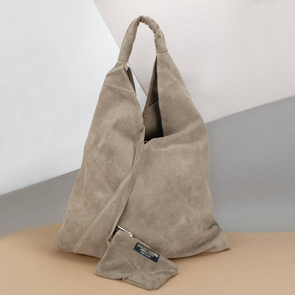 Шопер жіночий замшевий Virginia Conti 03801 з гаманцем темний тауп, фото 1