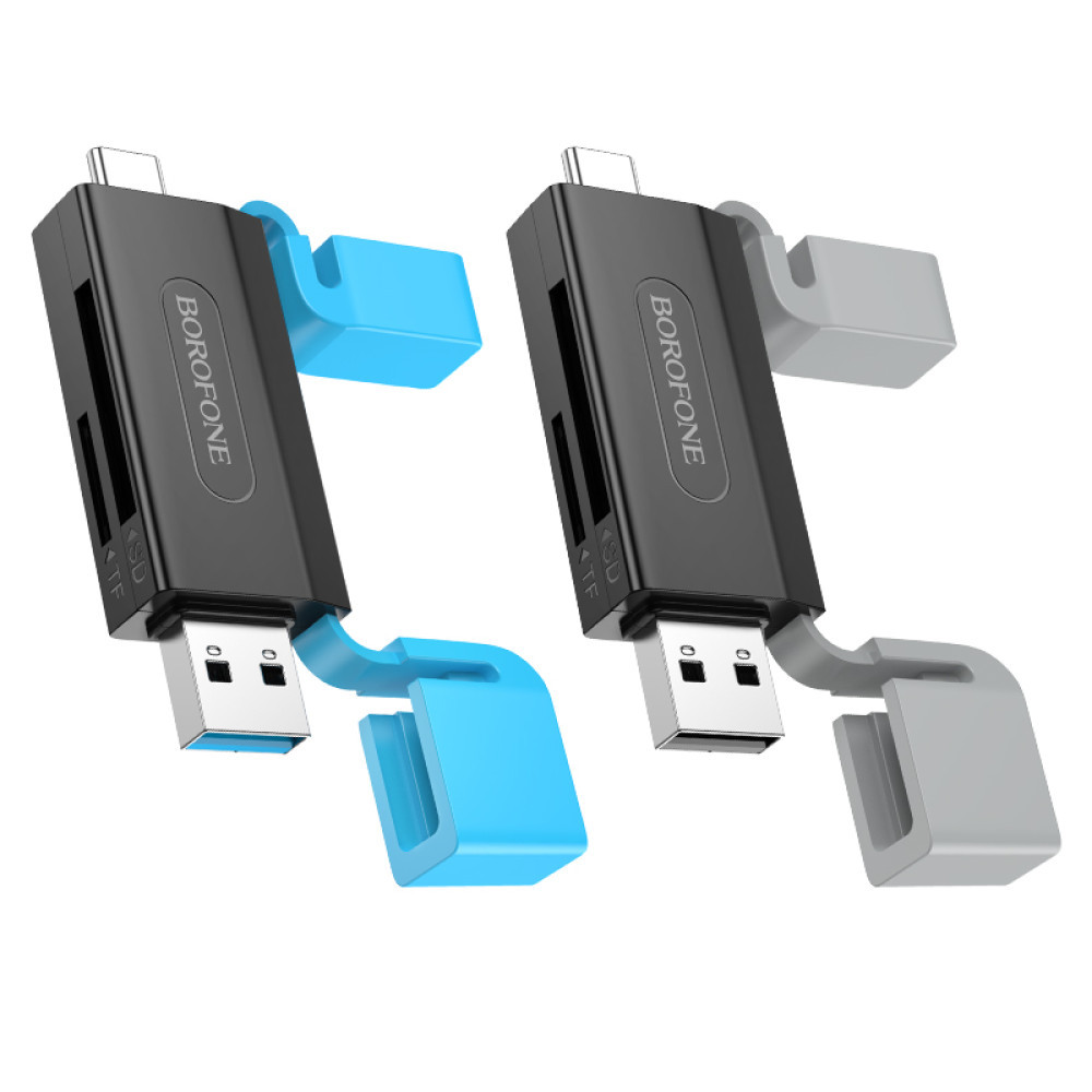 Картридер, перехідник 2-in-1 BOROFONE DH9 USB 3.0/Type-C to SD/TF, 5Gbps