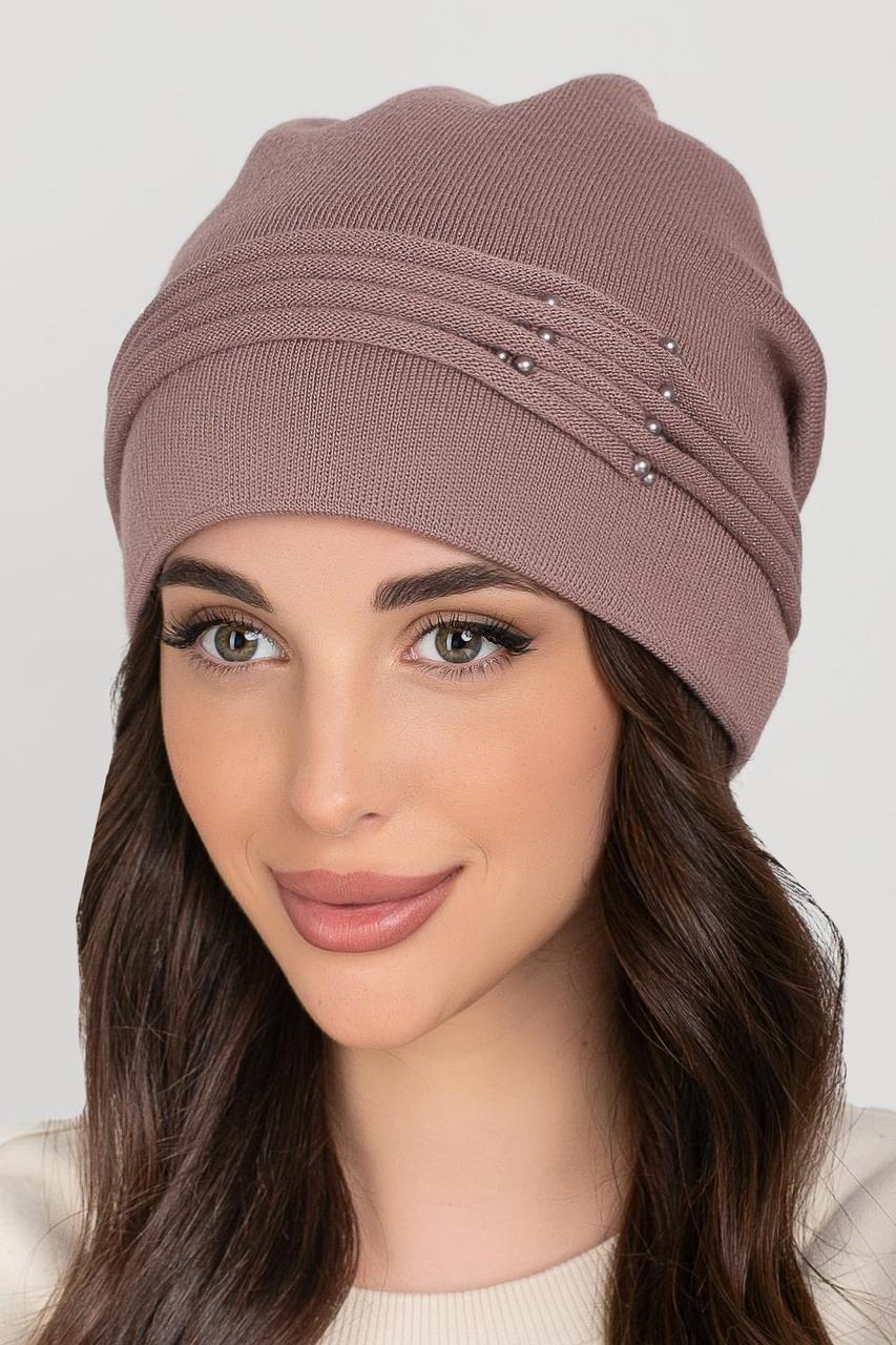 Жіноча шапка Flirt Роксолана 54-58 темна пудра, фото 1