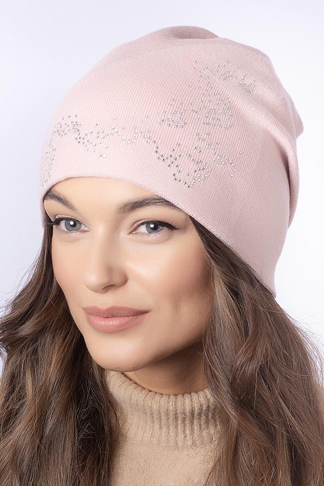 Жіноча шапка Flirt Соломія One size на флісі Світла пудра, фото 1