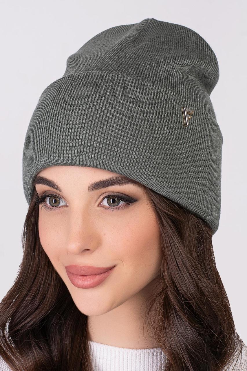Жіноча шапка Flirt Стем 54-57 темна оливка, фото 1