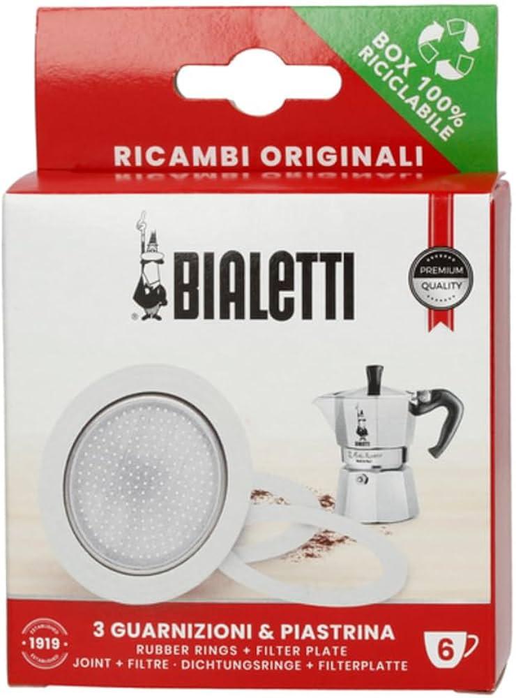 Комплект прокладок для Bialetti 6 cup, 3 ущільнювачі + фільтр Guarnizione