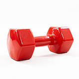 Гантель для фітнесу вінілова цільна (нерозбірна) OSPORT Profi 8 кг (OF-0137) Червоний, фото 2