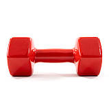 Гантель для фітнесу вінілова цільна (нерозбірна) OSPORT Profi 8 кг (OF-0137) Червоний, фото 3