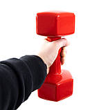 Гантель для фітнесу вінілова цільна (нерозбірна) OSPORT Profi 8 кг (OF-0137) Червоний, фото 4