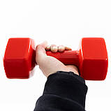 Гантель для фітнесу вінілова цільна (нерозбірна) OSPORT Profi 8 кг (OF-0137) Червоний, фото 5