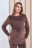 Велюровий теплий костюм для вагітних з секретом годування Hygge S (44) Юла Мама Темний капучино, фото 4
