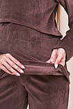 Велюровий теплий костюм для вагітних з секретом годування Hygge S (44) Юла Мама Темний капучино, фото 7