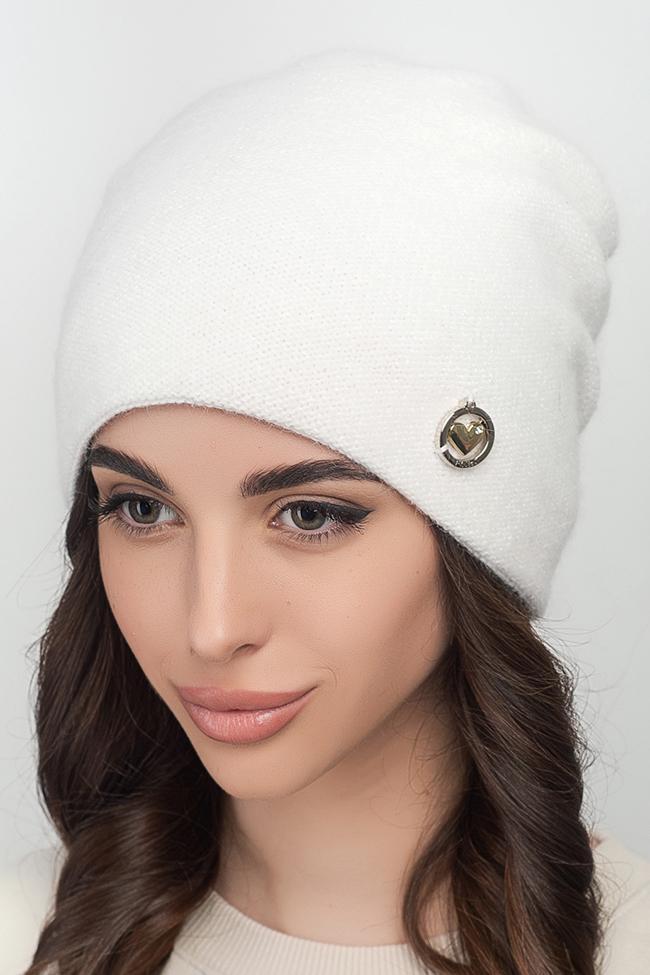Жіноча шапка Flirt Елізабет 54-58 ангора на флісі Білий, фото 1