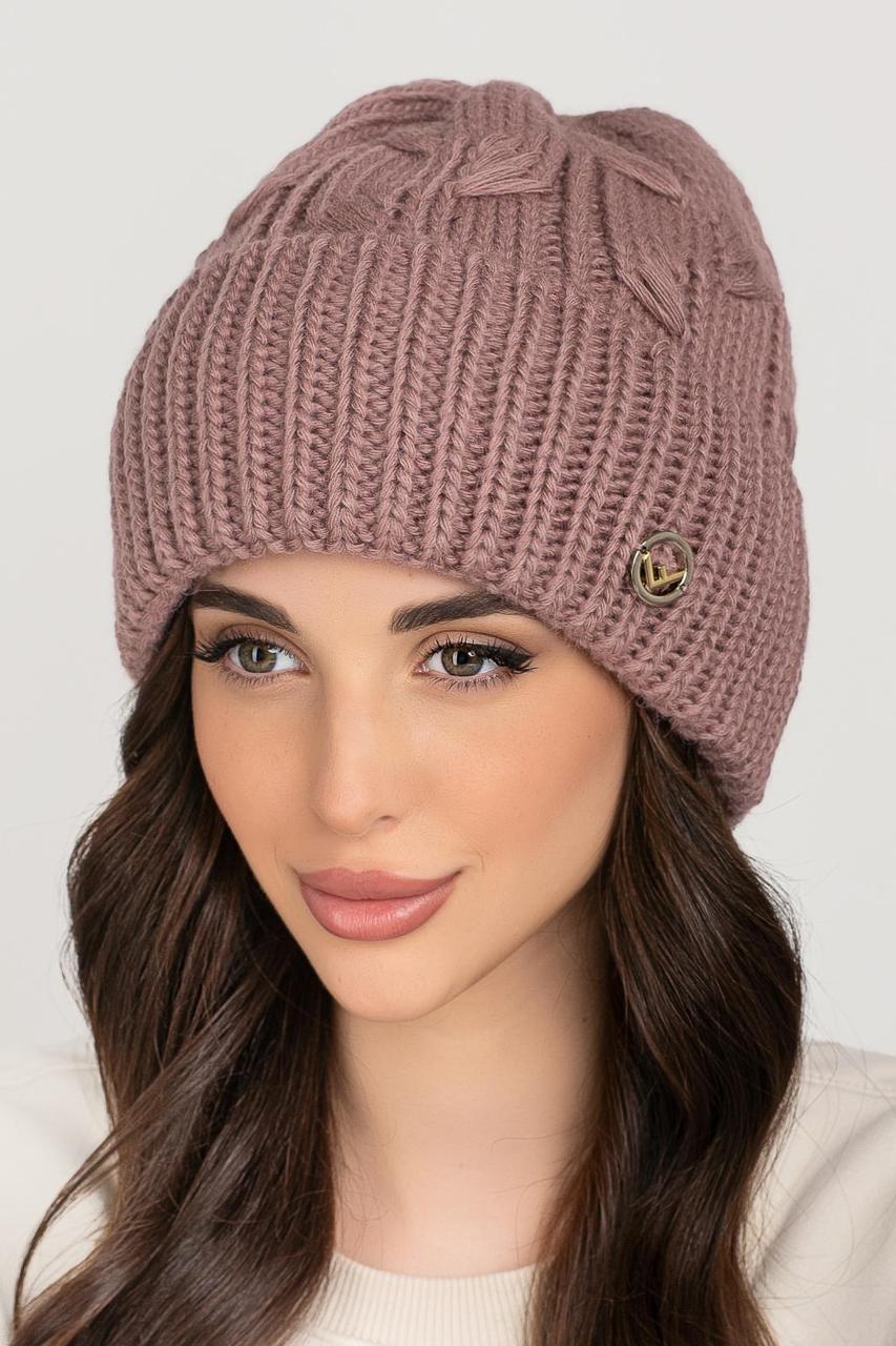 Жіноча шапка Веста 56-58 Темна пудра, фото 1