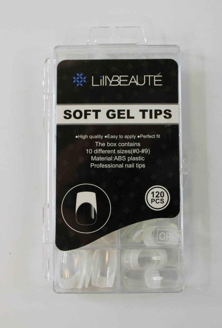 Гелеві тіпси Lilly Beaute з ефектом «френч», м'який квадрат, 120 шт, фото 1