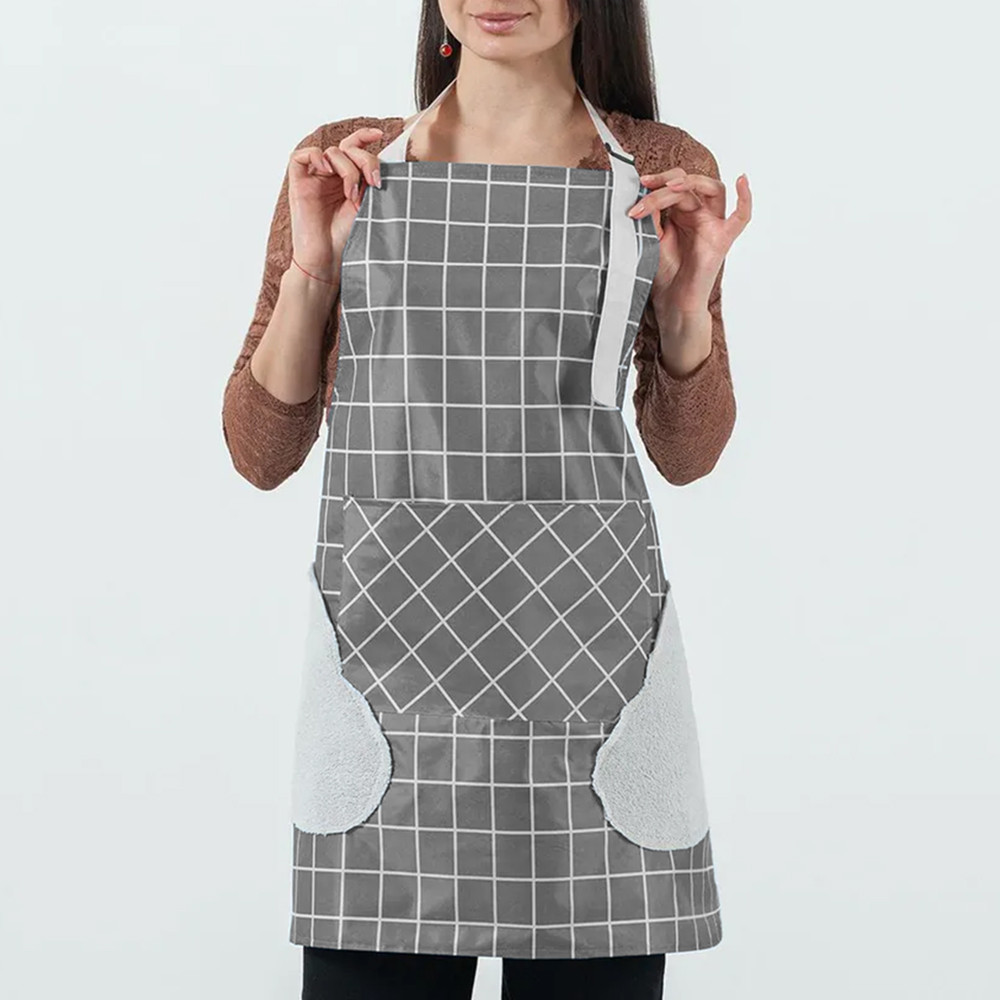 Фартух на кухню жіночий з кишенею, 68x68см, Сірий
