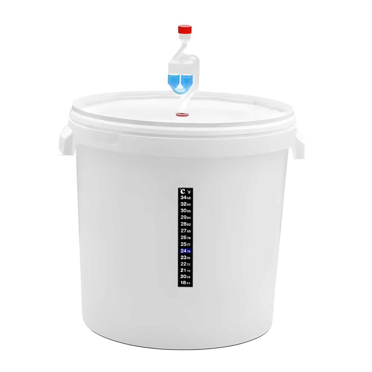 Ємність (бак, відро) для бродіння 33 л., з гідрозатвором та термометром, фото 1