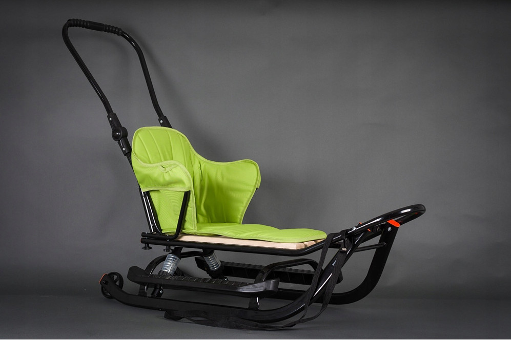 Санки JEE з колесами та амортизаторами Чорний каркас, фото 1