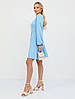 Молодіжна романтична коктейльна коротка сукня з пишним рукавом, блакитна, фото 4