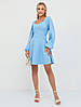 Молодіжна романтична коктейльна коротка сукня з пишним рукавом, блакитна, фото 3