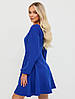 Молодіжна романтична коктейльна коротка сукня з пишним рукавом, синя, фото 4