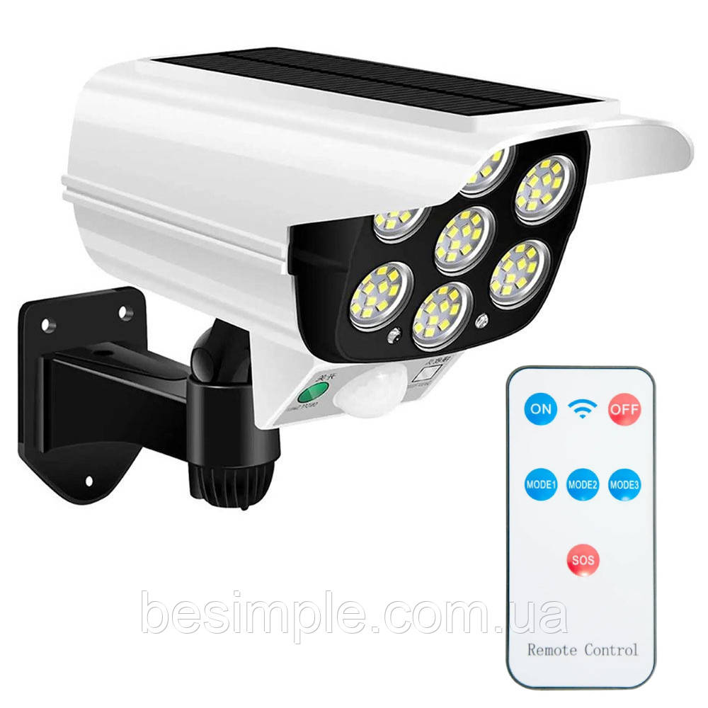 Вуличний ліхтар у вигляді камери на сонячній батареї + пульт ДК, Т-08 / Водонепроникний LED світильник, фото 1
