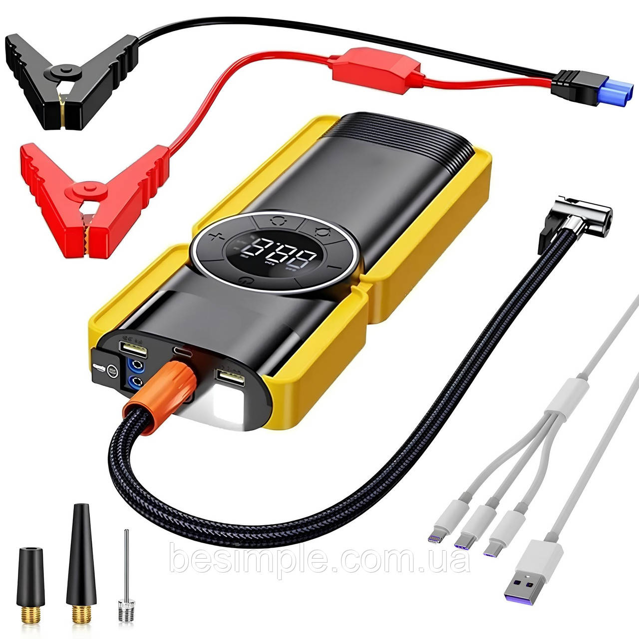 Пускозарядний пристрій з компресором, 8000mAh, 400/800A, CP-F77 / Пусковий пристрій для автомобіля