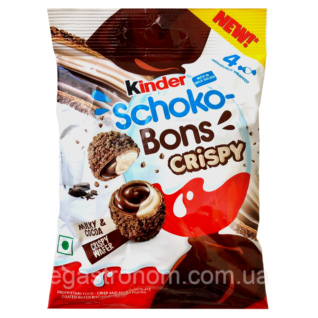Цукерки Кіндер Kinder choco-bons crispy 22.4g 12шт/ящ (Код: 00-00017019)
