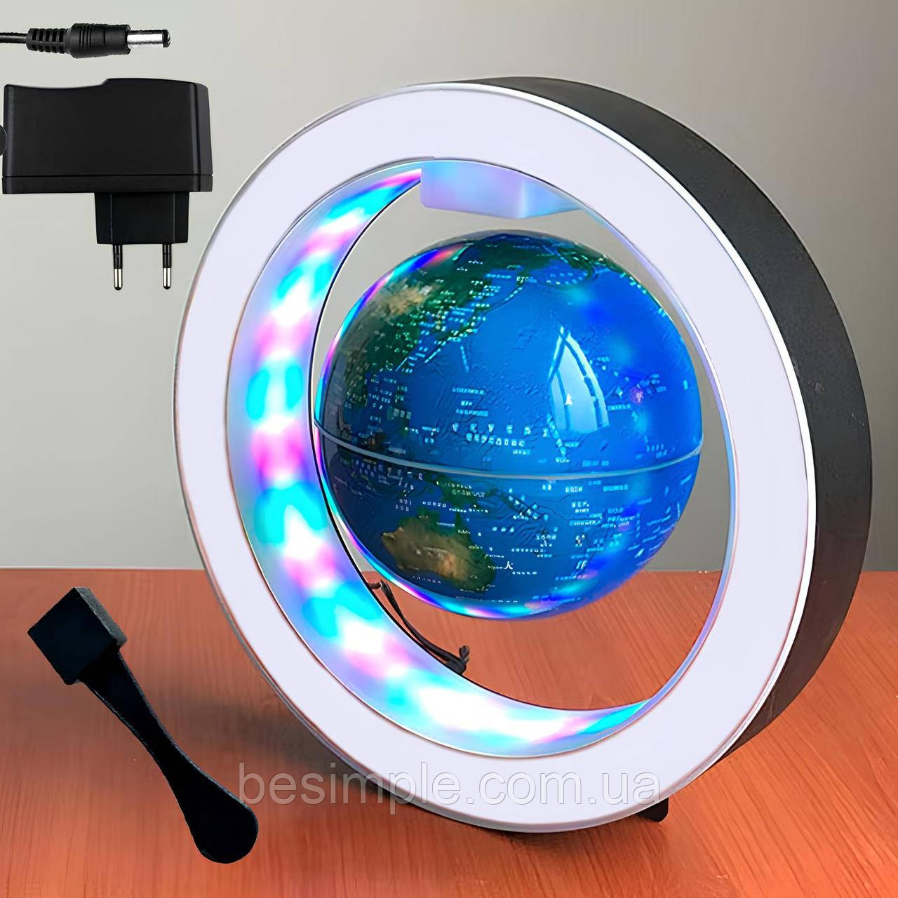 Левітуючий глобус з підсвіткою (22×22×11см), від мережі / Магнітний глобус / Антигравітаційна лампа, фото 1