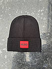 Чоловіча шапка HUGO чорна зимова тепла акрилова Хьюго Бос, фото 4