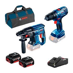 Набір інструментів Bosch ак. перф. GBH 180-Li + ак. дриль GSR 180-Li (2х4Ah, ЗП, сумка)