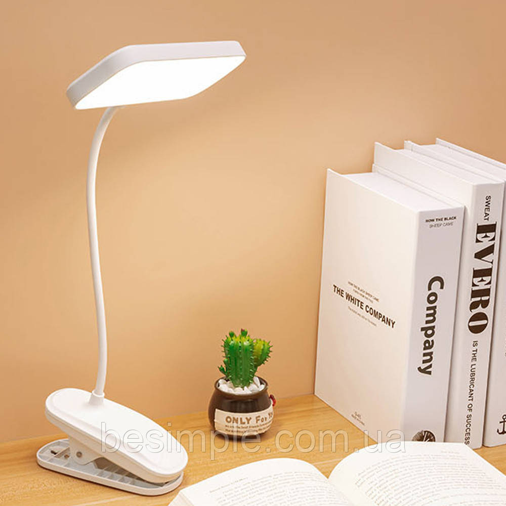 Настільна лампа з прищіпкою 5Вт, 3 режими, USB, DIGAD / Акумуляторна лампа на стіл / Світильник настільний, фото 1