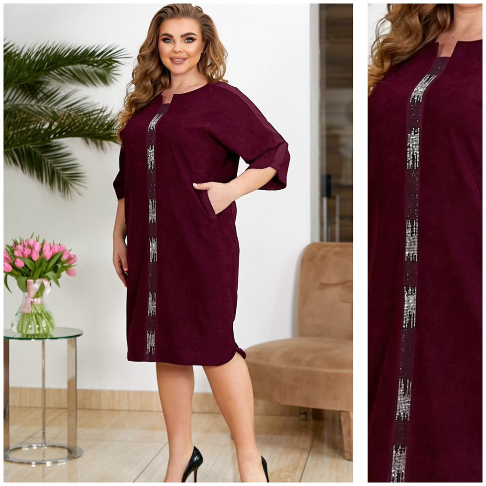 Жіноча сукня мікро-вельвета (розміри з 54 по 62)