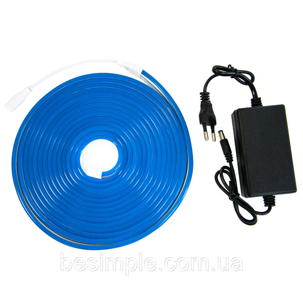 Світлодіодна стрічка неонова 5 м, NEON 12V-220V, Синій / Силіконова, гнучка, світлодіодна стрічка