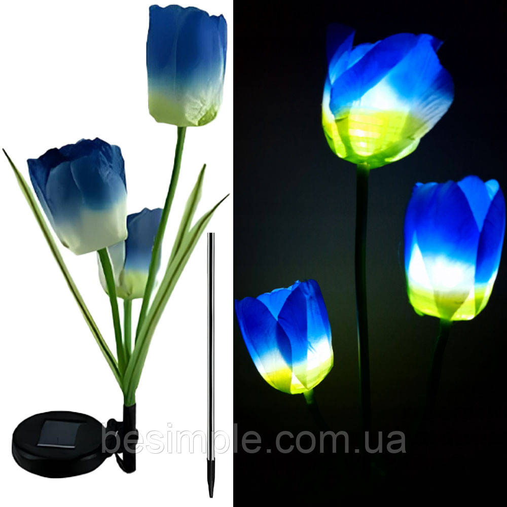 Садовий світильник на сонячній батареї 42,5см (1шт) Tulip, Тюльпан / Газонний світильник / Вуличний ліхтар, фото 1