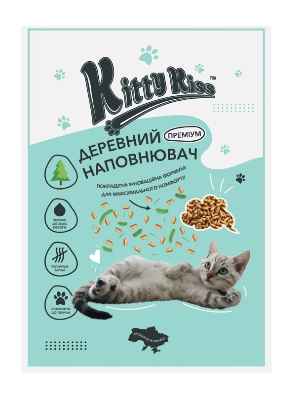 Деревний наповнювач Кіті Кіс Kitty Kiss Преміум для кішок, 6 кг