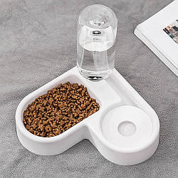 Миска для кота з автоматичною поїлкою 500 мл / Кутова поїлка у формі серця для кішок / Миска для собак