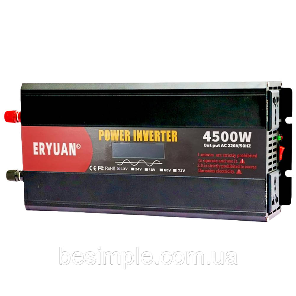 Перетворювач напруги з 12-220V, чистий синус, 4500Вт, LCD / Автомобільний інвертор з чистою синусоїдою