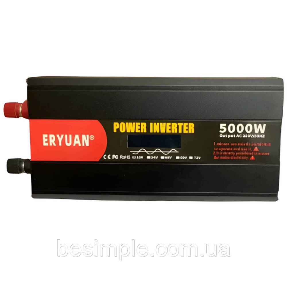 Перетворювач напруги з 12-220V, чистий синус, 5000Вт, LCD / Інвертор постійного струму