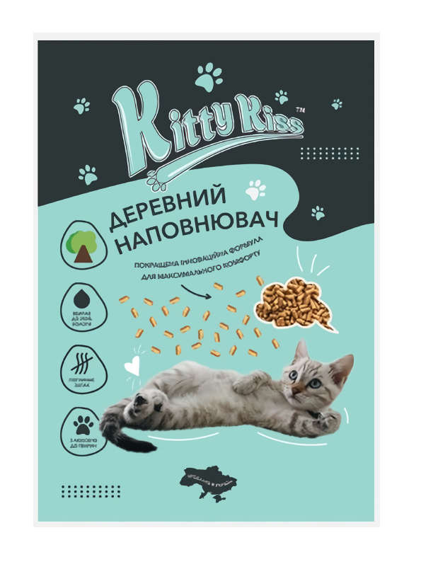 Деревний наповнювач Кіті Кіс Kitty Kiss Темний для кішок, 6 кг