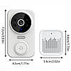 Розумний дверний дзвінок з камерою та віддаленим доступом Wi-Fi, M8, Білий / Бездротовий дзвінок / Відеодомофон, фото 8