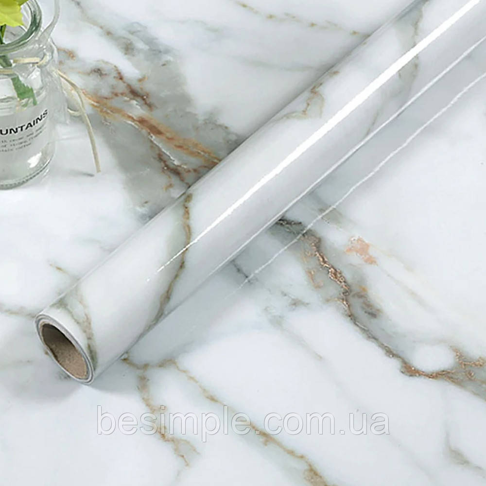 Самоклеюча плівка 5м х 60см, під мармур / Декоративна плівка для поверхонь / Кухонна плівка самоклейка, фото 1