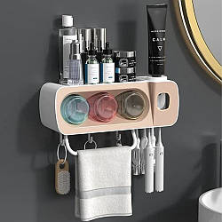 Тримач для зубних щіток із дозатором 31,3х11х10,5 см / Настінний диспенсер для зубної пасти