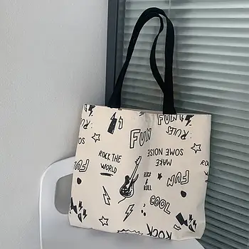 Сумочка жіноча прямокутна тканинна шопер 38*42 см принт Kay