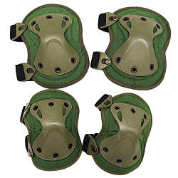 Комплект тактичних наколінників та налокітників Ersav, Зелений / Набір тактичного захисту для ліктів та колін