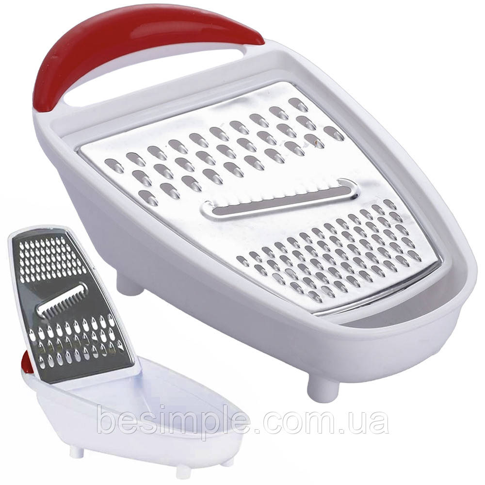 Тертка металева з контейнером GRATER 521-2327 / Універсальна тертка для овочів / Ручна тертка, фото 1